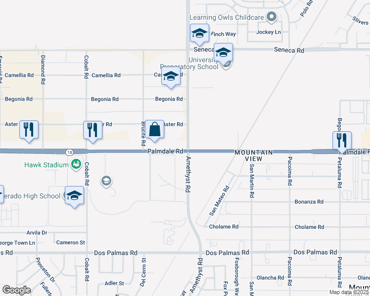 map of restaurants, bars, coffee shops, grocery stores, and more near in Victorville