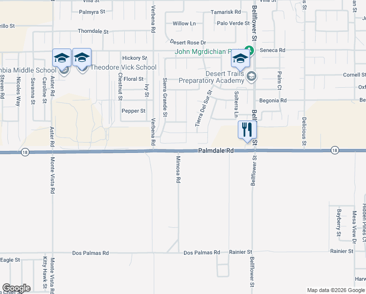 map of restaurants, bars, coffee shops, grocery stores, and more near 11013 Wilson Avenue in Adelanto