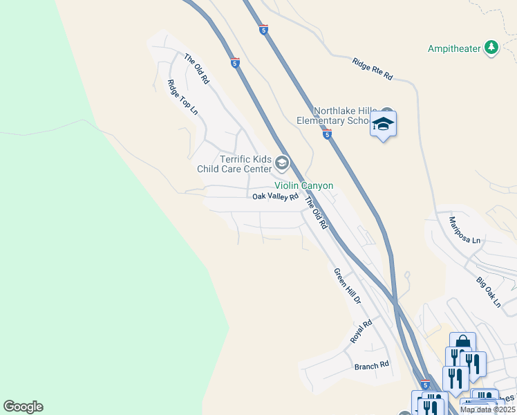 map of restaurants, bars, coffee shops, grocery stores, and more near 28501 Victoria Road in Castaic