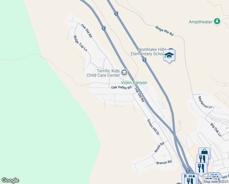 map of restaurants, bars, coffee shops, grocery stores, and more near 28501 Victoria Road in Castaic