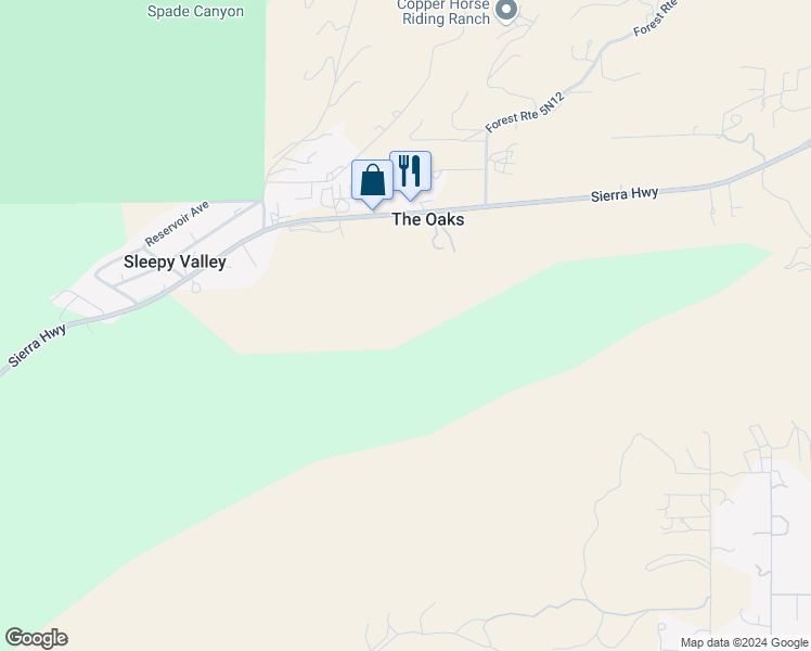 map of restaurants, bars, coffee shops, grocery stores, and more near 12620 Sierra Highway in Agua Dulce