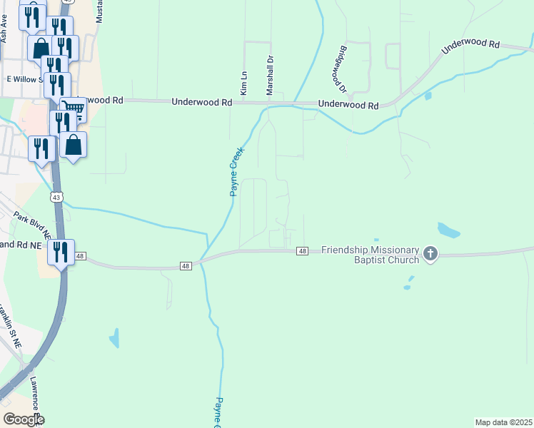 map of restaurants, bars, coffee shops, grocery stores, and more near 146 Payne Creek in Russellville