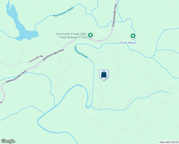 map of restaurants, bars, coffee shops, grocery stores, and more near 214 Buck Run East in Dahlonega