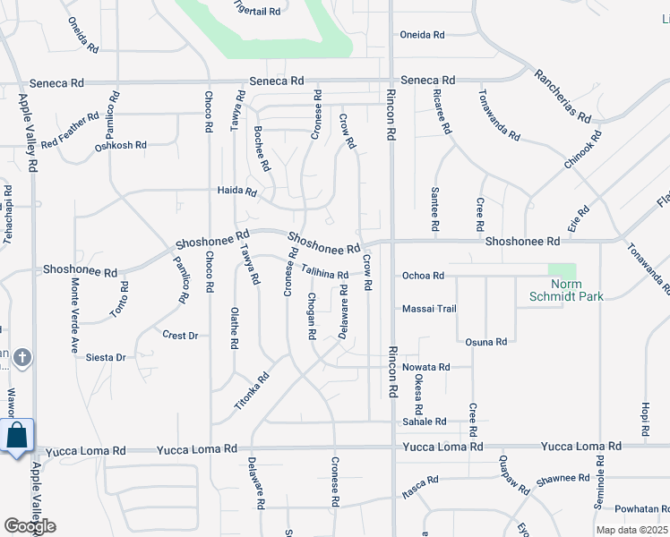 map of restaurants, bars, coffee shops, grocery stores, and more near 19970 Talihina Road in Apple Valley