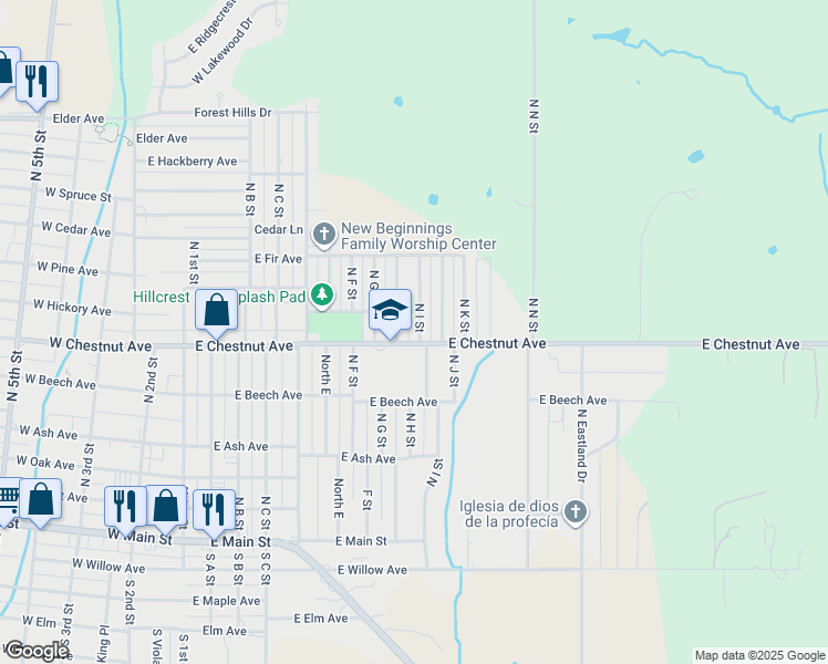 map of restaurants, bars, coffee shops, grocery stores, and more near 503 North I Street in Duncan