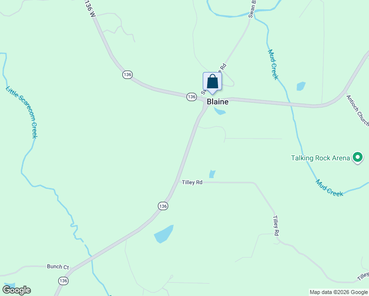 map of restaurants, bars, coffee shops, grocery stores, and more near 254 Georgia 136 Connector in Talking Rock