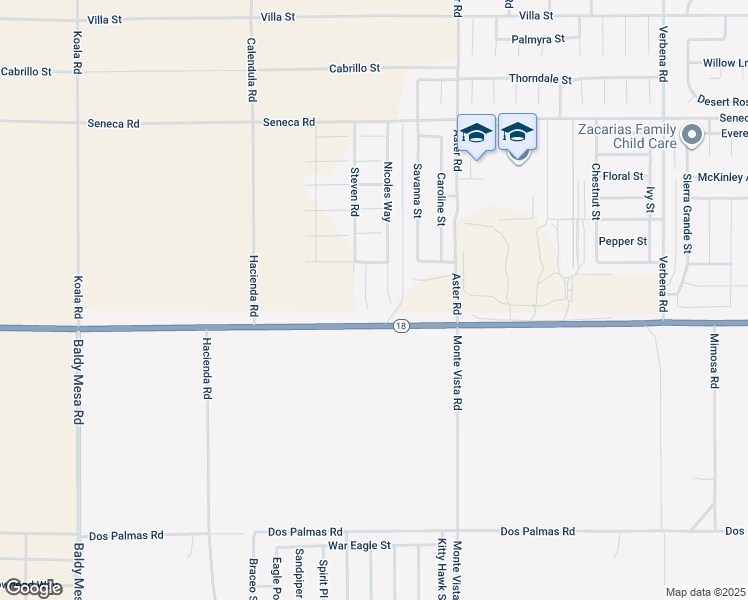 map of restaurants, bars, coffee shops, grocery stores, and more near 14122 Nicoles Way in Adelanto