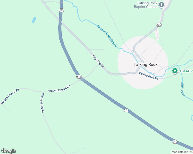 map of restaurants, bars, coffee shops, grocery stores, and more near 67 Antioch Church Road in Talking Rock