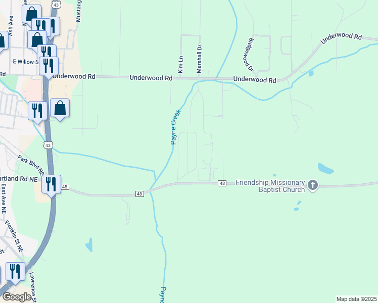 map of restaurants, bars, coffee shops, grocery stores, and more near 146 Payne Creek in Russellville