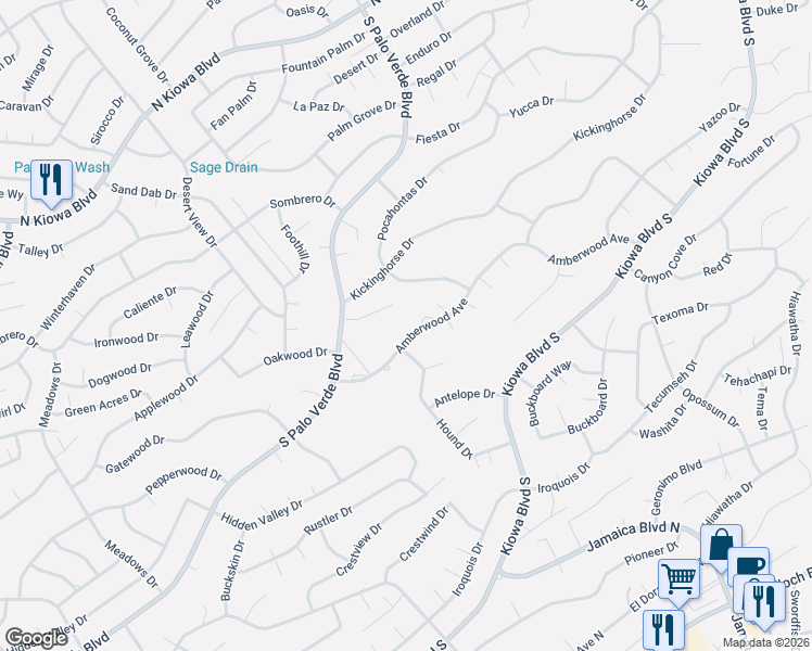 map of restaurants, bars, coffee shops, grocery stores, and more near 3410-3420 Amberwood Ave in Lake Havasu City
