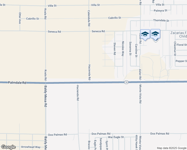 map of restaurants, bars, coffee shops, grocery stores, and more near Palmdale Road in Adelanto