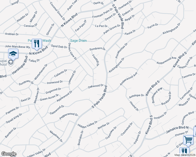 map of restaurants, bars, coffee shops, grocery stores, and more near 576 Sand Dab Place in Lake Havasu City