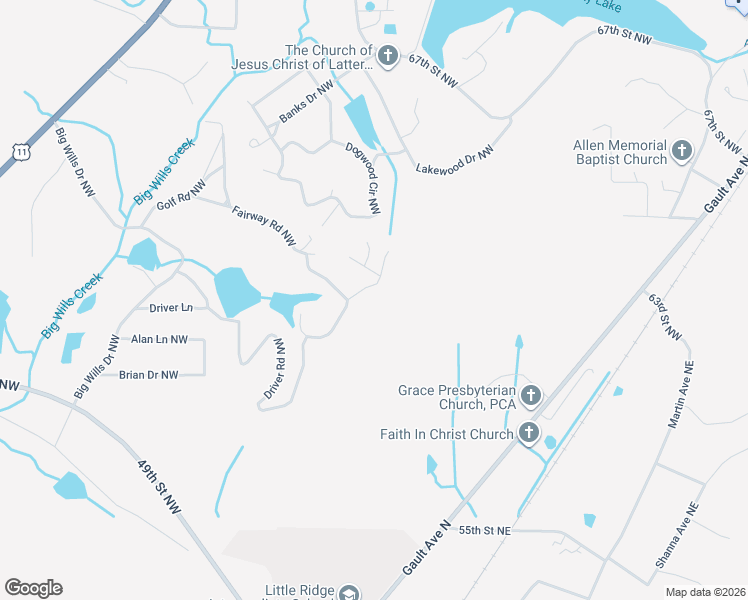 map of restaurants, bars, coffee shops, grocery stores, and more near 6001 Foot Hill Road Northwest in Fort Payne