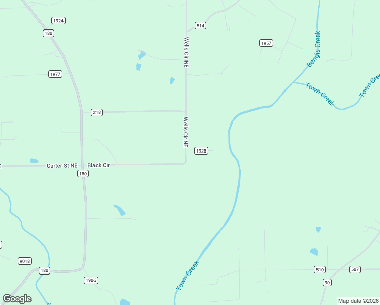 map of restaurants, bars, coffee shops, grocery stores, and more near 1576 County Road 515 in Rainsville