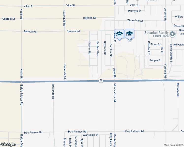 map of restaurants, bars, coffee shops, grocery stores, and more near 14122 Nicoles Way in Adelanto