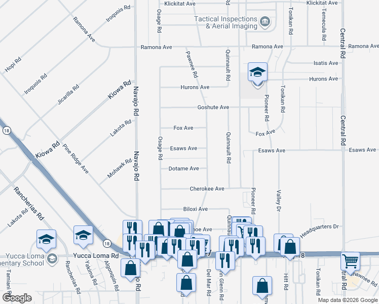map of restaurants, bars, coffee shops, grocery stores, and more near 21903 Esaws Avenue in Apple Valley