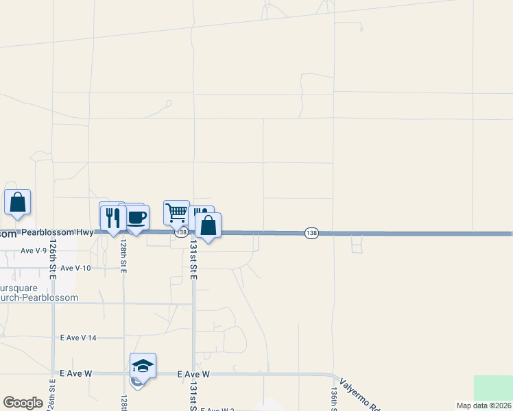 map of restaurants, bars, coffee shops, grocery stores, and more near in Pearblossom