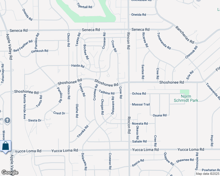 map of restaurants, bars, coffee shops, grocery stores, and more near 19970 Talihina Road in Apple Valley