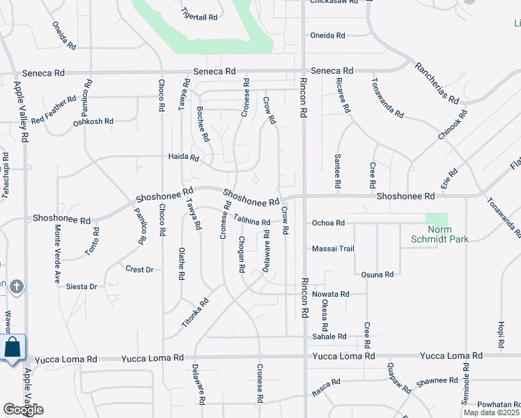 map of restaurants, bars, coffee shops, grocery stores, and more near 19970 Talihina Road in Apple Valley
