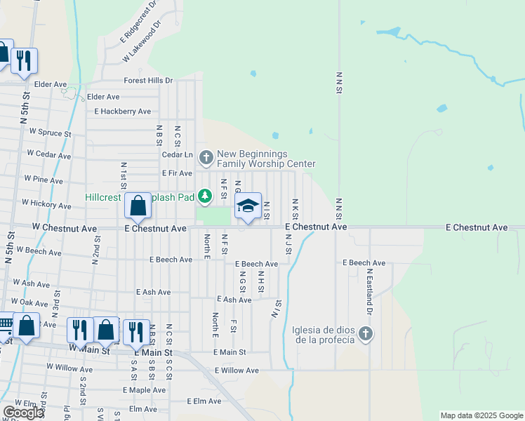 map of restaurants, bars, coffee shops, grocery stores, and more near 503 North I Street in Duncan