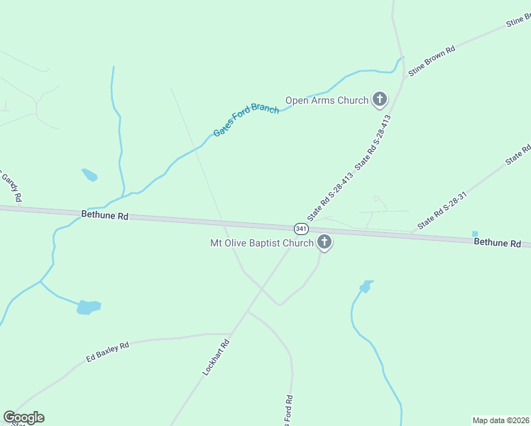 map of restaurants, bars, coffee shops, grocery stores, and more near 4928 Bethune Road in Kershaw