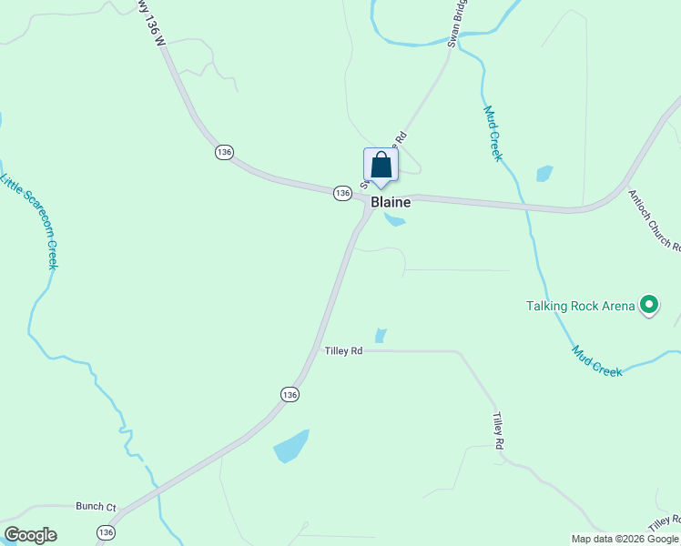map of restaurants, bars, coffee shops, grocery stores, and more near 254 Georgia 136 Connector in Talking Rock