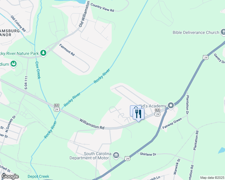 map of restaurants, bars, coffee shops, grocery stores, and more near 300 Cedar Ridge in Anderson