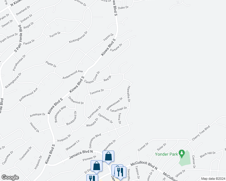 map of restaurants, bars, coffee shops, grocery stores, and more near 3790 Texoma Drive in Lake Havasu City