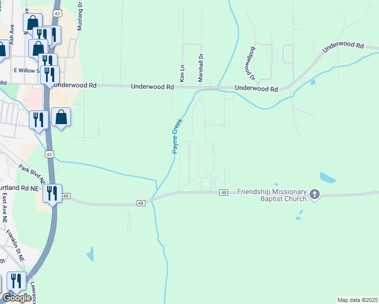 map of restaurants, bars, coffee shops, grocery stores, and more near 146 Payne Creek in Russellville