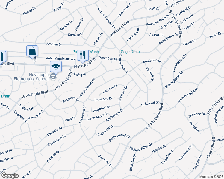 map of restaurants, bars, coffee shops, grocery stores, and more near 3100 Sombrero Drive in Lake Havasu City