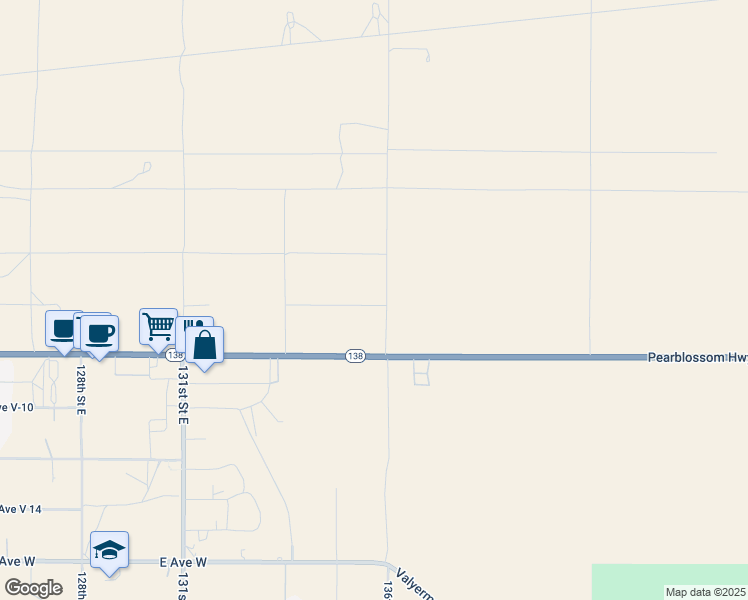 map of restaurants, bars, coffee shops, grocery stores, and more near 13591 East Avenue V-6 in Pearblossom