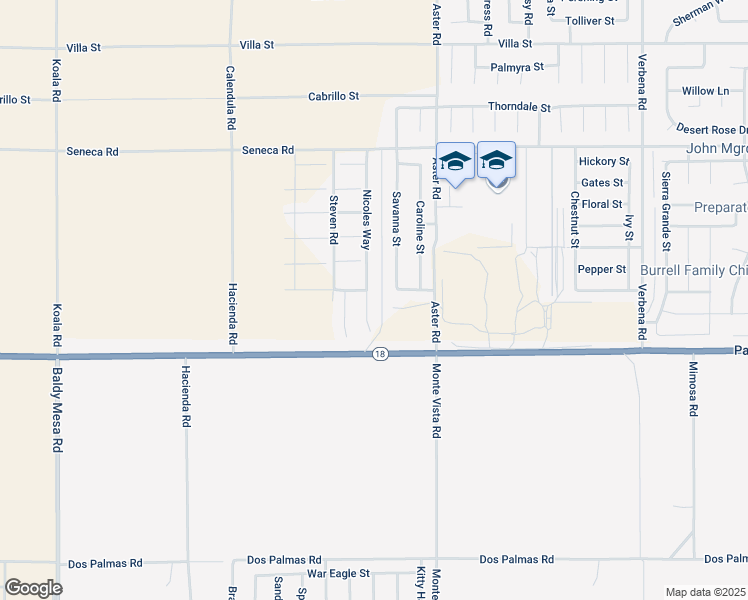 map of restaurants, bars, coffee shops, grocery stores, and more near 14205 Nicoles Way in Adelanto