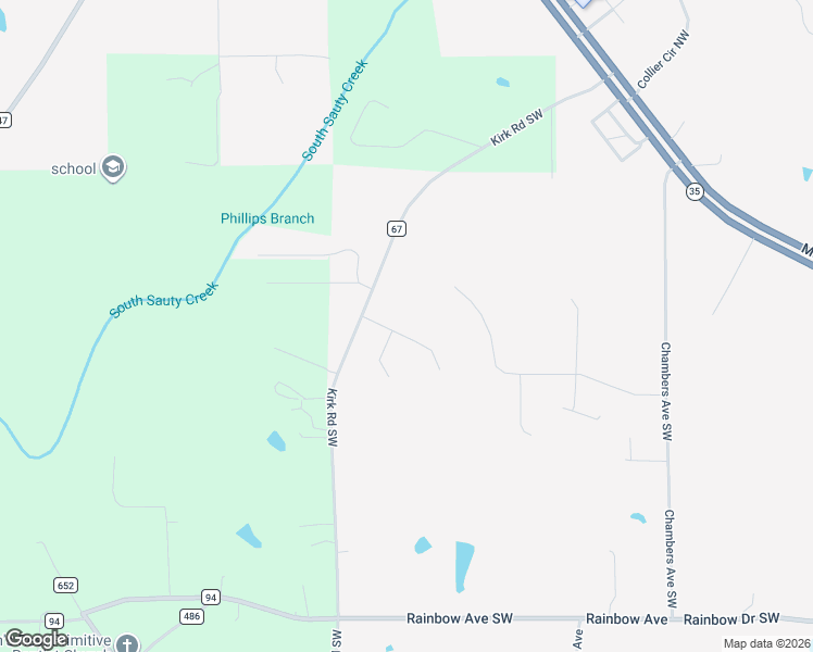 map of restaurants, bars, coffee shops, grocery stores, and more near 111 Terrace Drive in Rainsville