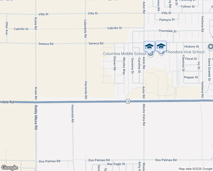 map of restaurants, bars, coffee shops, grocery stores, and more near 10143 Colten Ridge Street in Adelanto