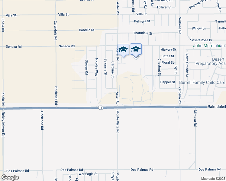 map of restaurants, bars, coffee shops, grocery stores, and more near 14231 Caroline Street in Adelanto