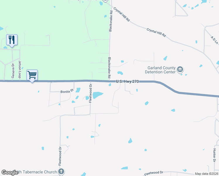 map of restaurants, bars, coffee shops, grocery stores, and more near 3835 Albert Pike Road in Hot Springs