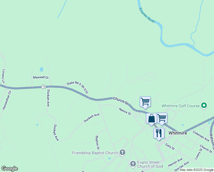 map of restaurants, bars, coffee shops, grocery stores, and more near 115 Tidmarsh Drive in Whitmire