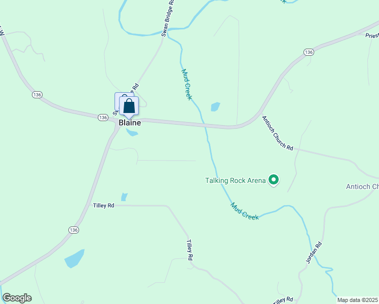 map of restaurants, bars, coffee shops, grocery stores, and more near 69 Blakes Lane in Talking Rock