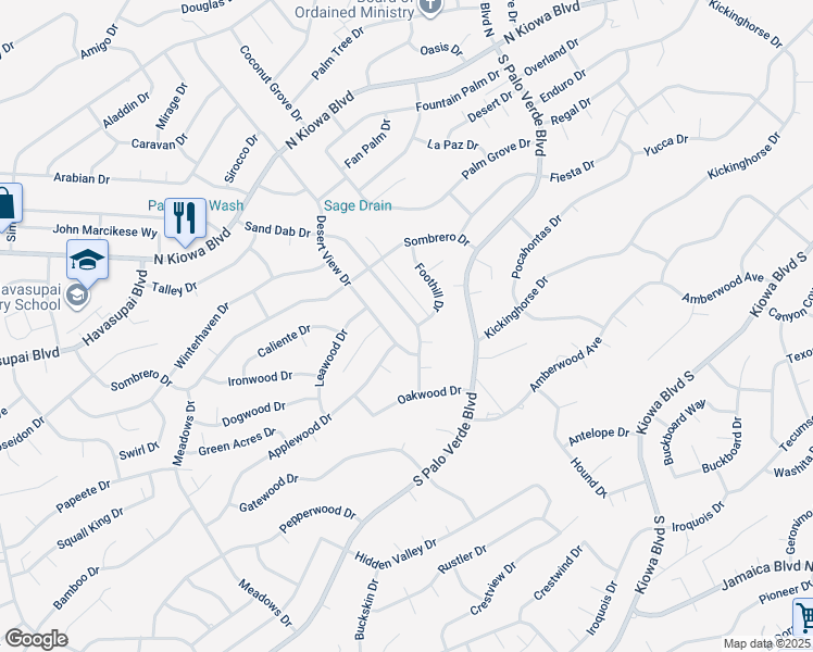 map of restaurants, bars, coffee shops, grocery stores, and more near 635 Sand Dab Drive in Lake Havasu City