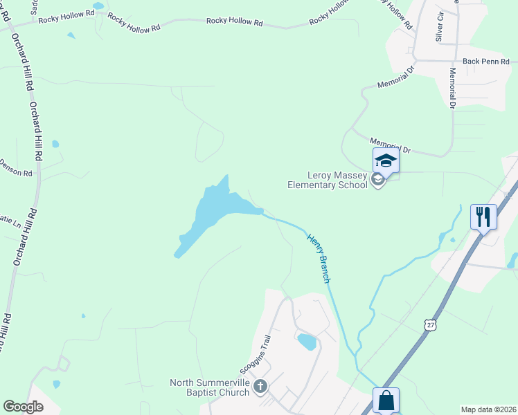 map of restaurants, bars, coffee shops, grocery stores, and more near 779-899 Lake Wanda Rita Road in Summerville