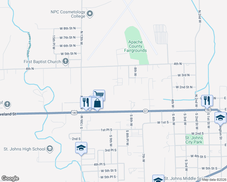 map of restaurants, bars, coffee shops, grocery stores, and more near 1-199 West 9th North in Saint Johns