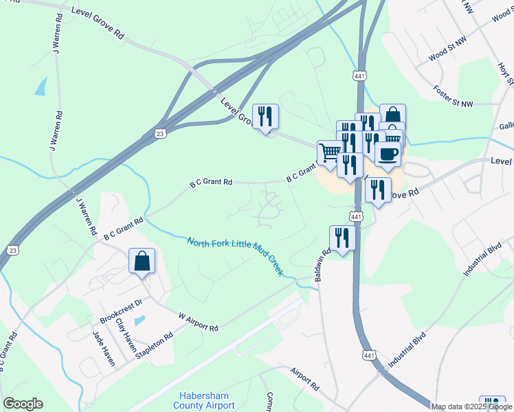 map of restaurants, bars, coffee shops, grocery stores, and more near 510 Alston Hill Court in Cornelia