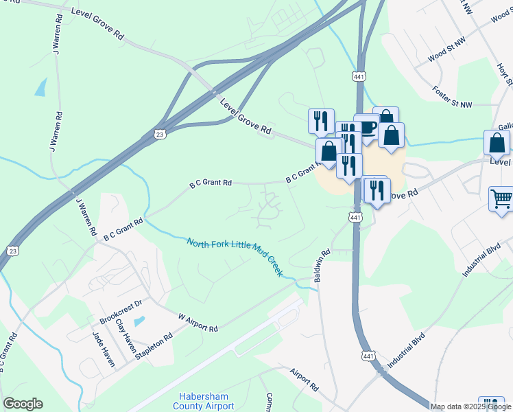 map of restaurants, bars, coffee shops, grocery stores, and more near 510 Alston Hill Court in Cornelia