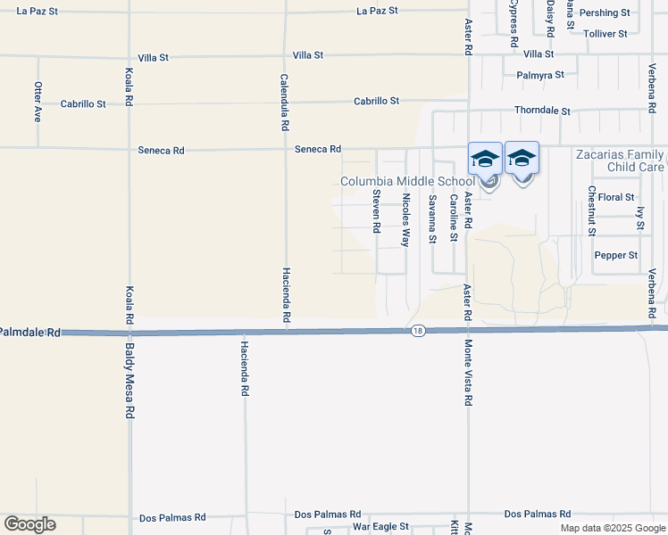 map of restaurants, bars, coffee shops, grocery stores, and more near 10114 Colten Ridge Street in Adelanto