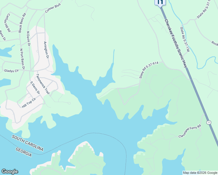 map of restaurants, bars, coffee shops, grocery stores, and more near 232 Tugaloo Shores Drive in Fair Play