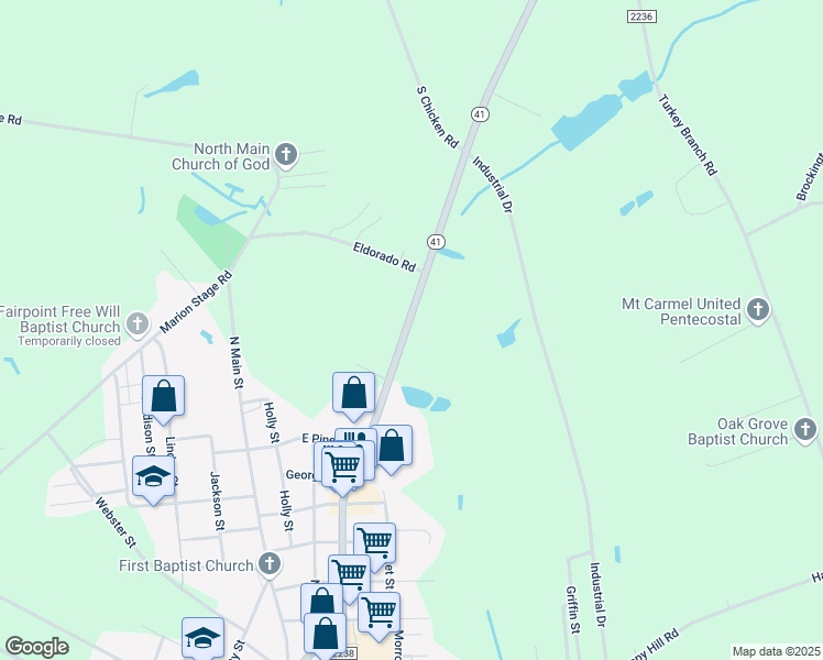 map of restaurants, bars, coffee shops, grocery stores, and more near 818 North Walnut Street in Fairmont