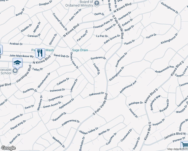 map of restaurants, bars, coffee shops, grocery stores, and more near 635 Sand Dab Drive in Lake Havasu City