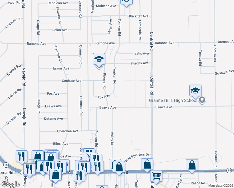 map of restaurants, bars, coffee shops, grocery stores, and more near 14187 Tu-Su Court in Apple Valley