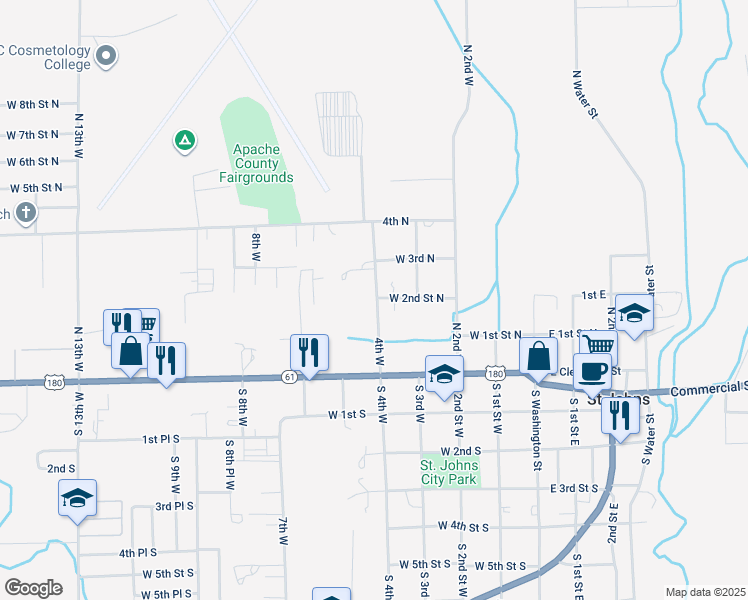 map of restaurants, bars, coffee shops, grocery stores, and more near 1-199 4th West in St. Johns