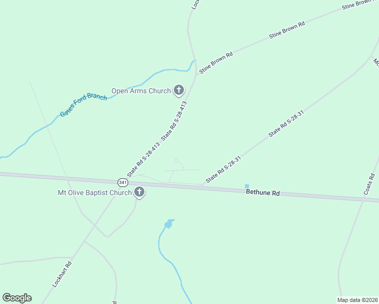 map of restaurants, bars, coffee shops, grocery stores, and more near 4846 Bethune Road in Kershaw